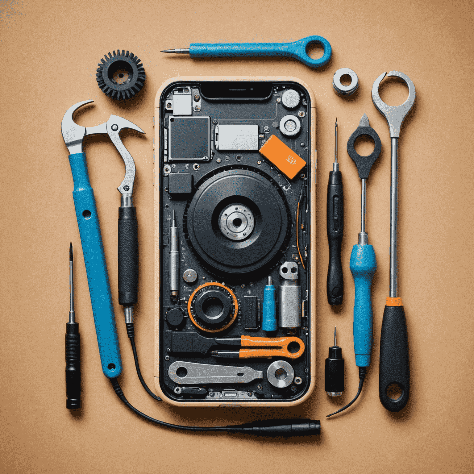 SemberTae logo - a stylized phone with repair tools