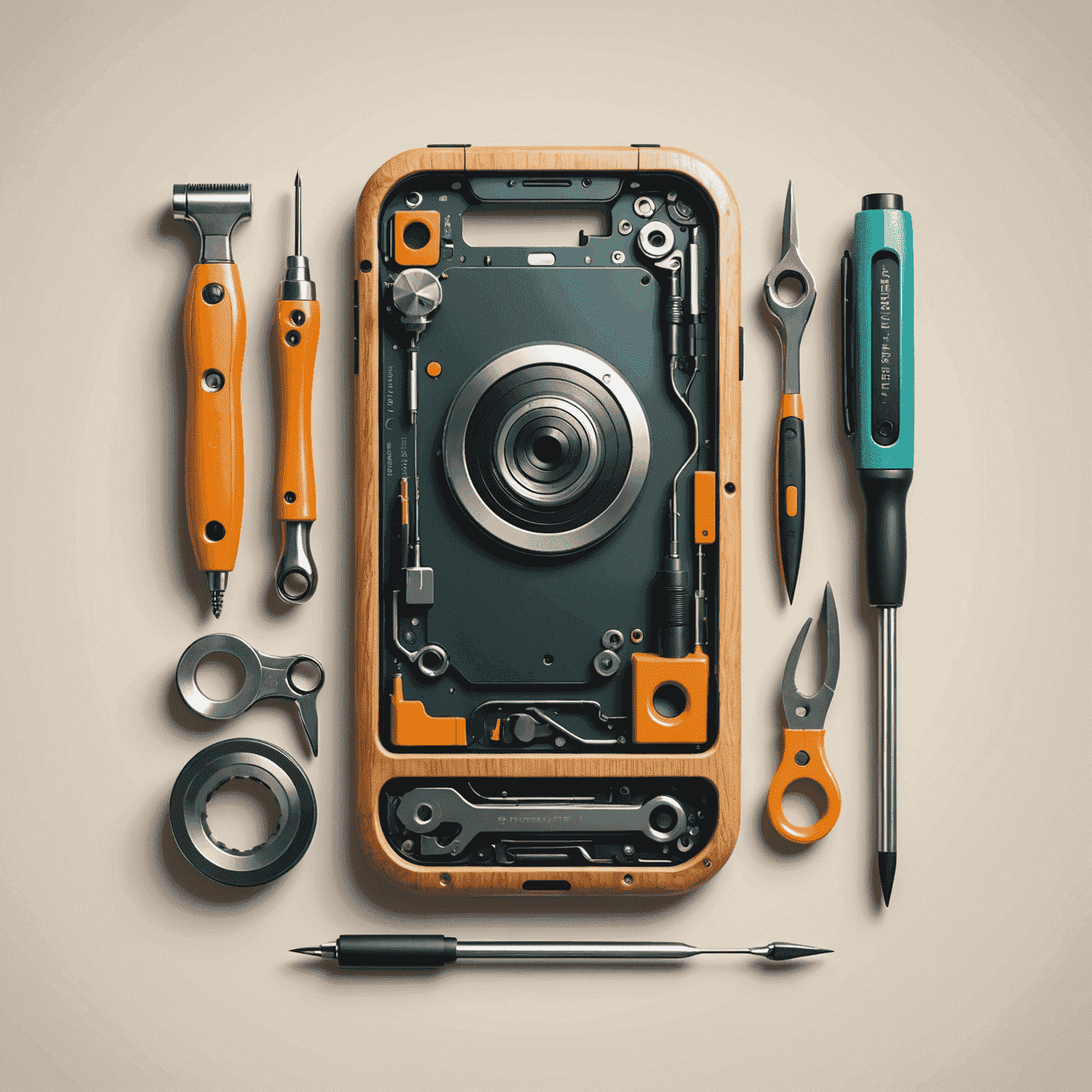 SemberTae logo - a stylized phone with repair tools