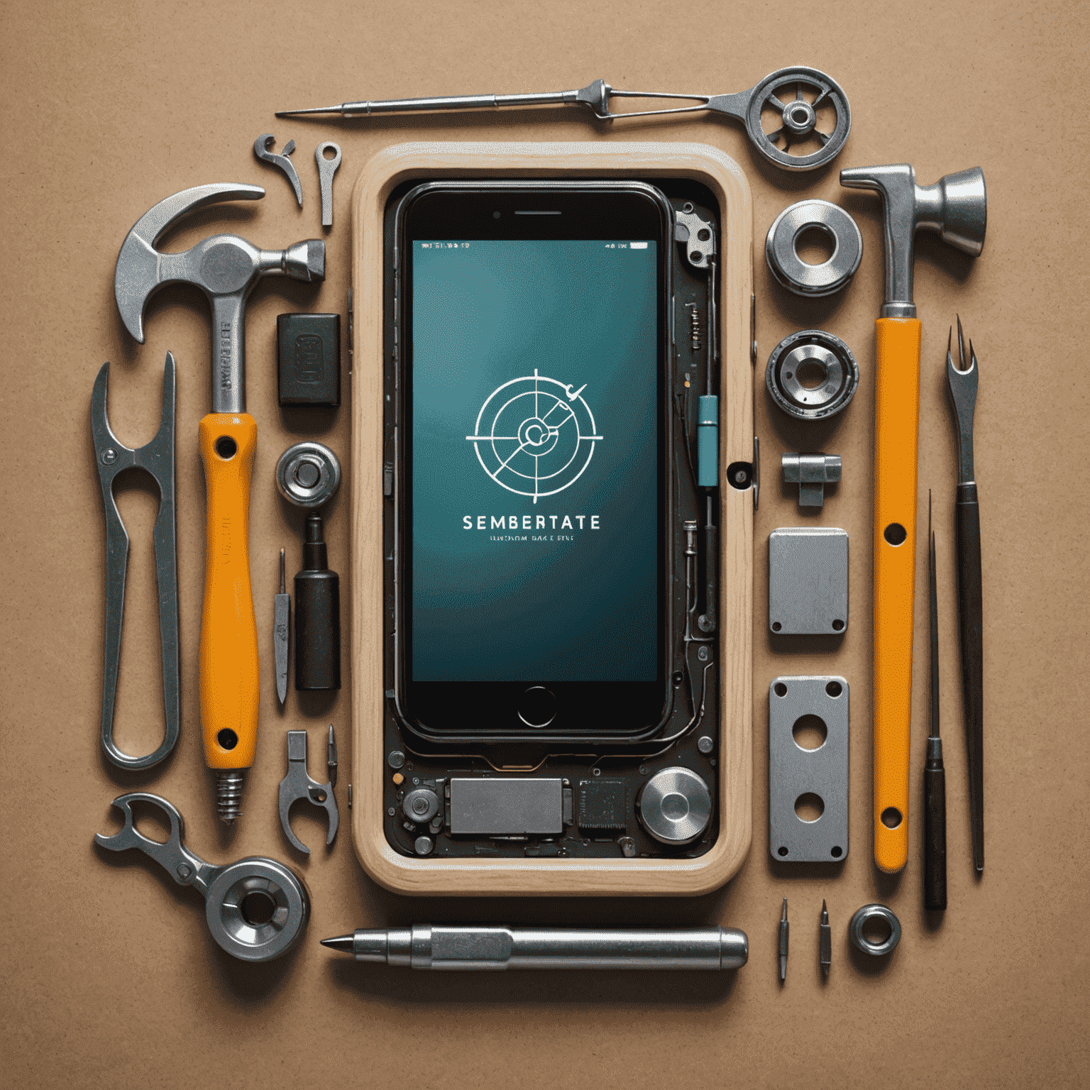 SemberTae logo - a stylized phone with repair tools