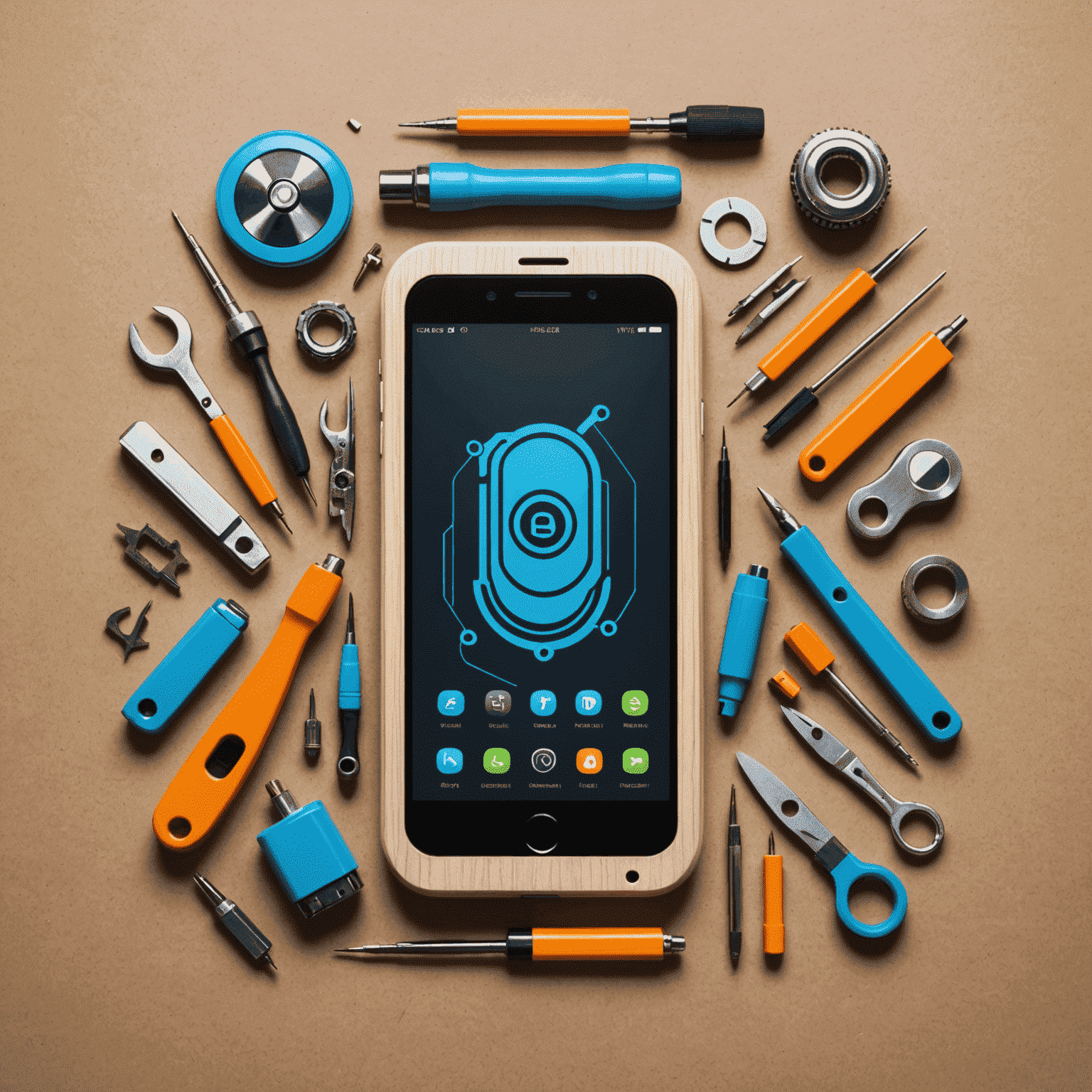 SemberTae logo - a stylized phone with repair tools