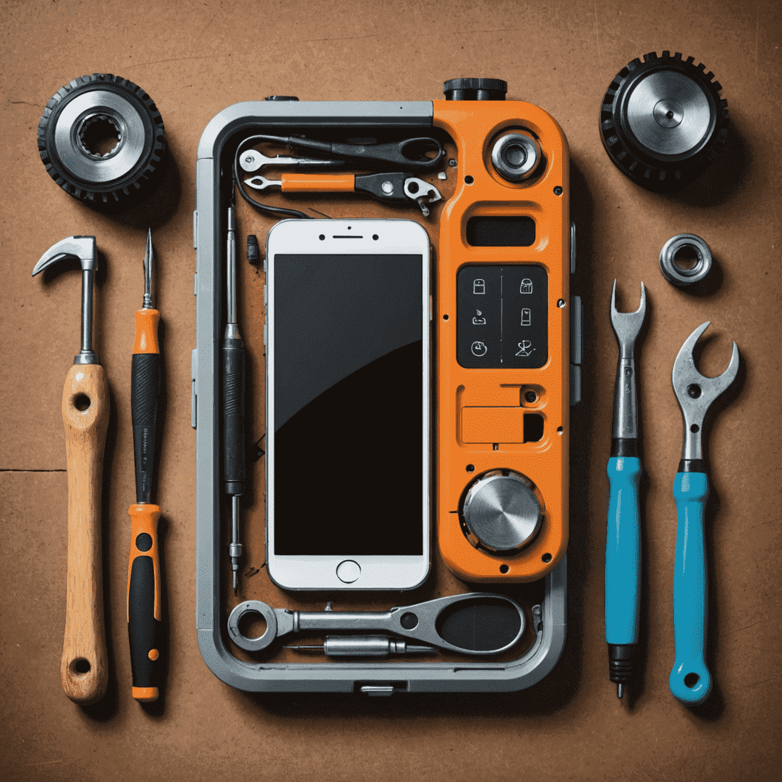 SemberTae logo - a stylized phone with repair tools