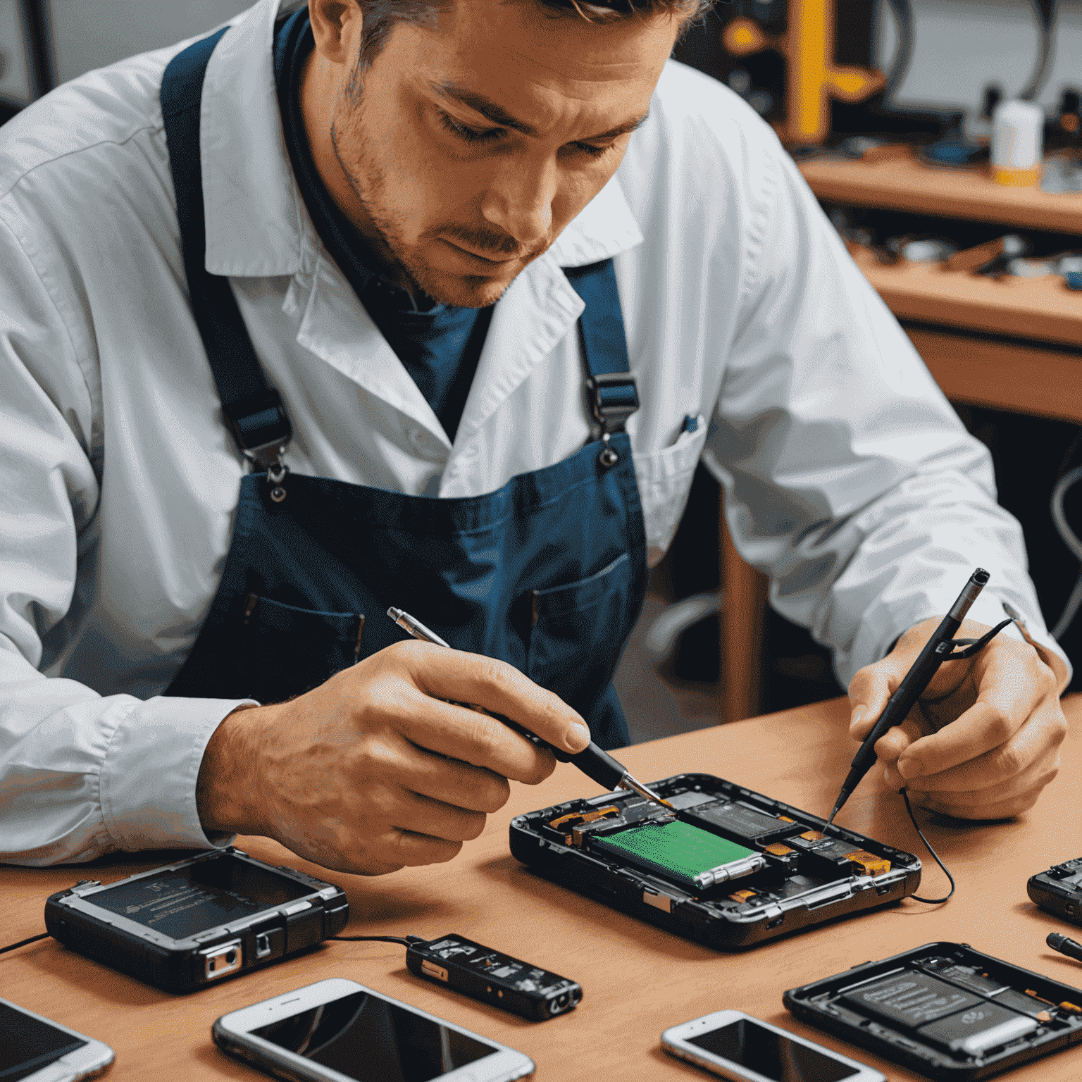 A technician carefully replacing a smartphone battery, showcasing precision and expertise in phone repair